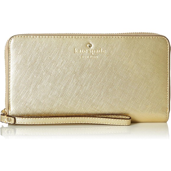Kate Spade New York - KSIPH-018-SGLD Zip Wristlet - Saffiano Gold, - Picture 1 of 4